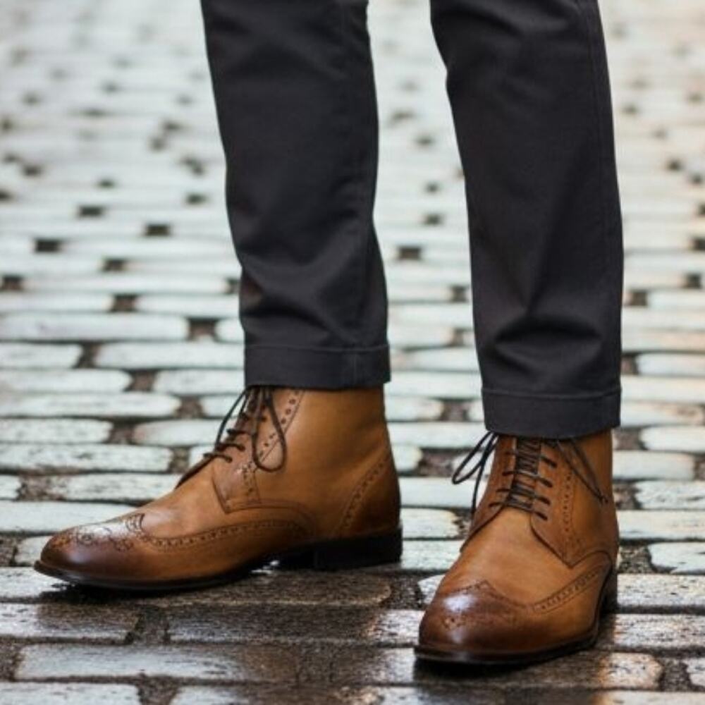 Undandy Chukka Wingtip Brogue Dress Boots GUC Size 43 US 10    S3999 - Picture 5 of 15